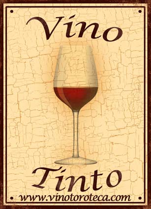 "CARTEL VINO TINTO ESTILO VINTAGE"